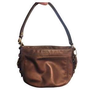 Coach Zoe Metallic Brown Copper Tone Leather Hobo Bag